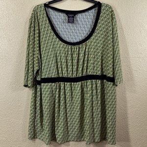 George Knit Top Blouse Green Yellow Black 3X 22/24W